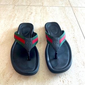 Gucci Web and leather thong sandal